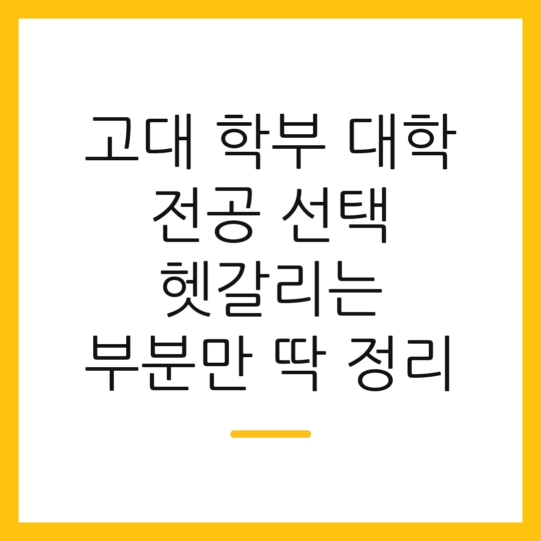 고대 학부 대학 전공 선택 헷갈리는 부분만 딱 정리