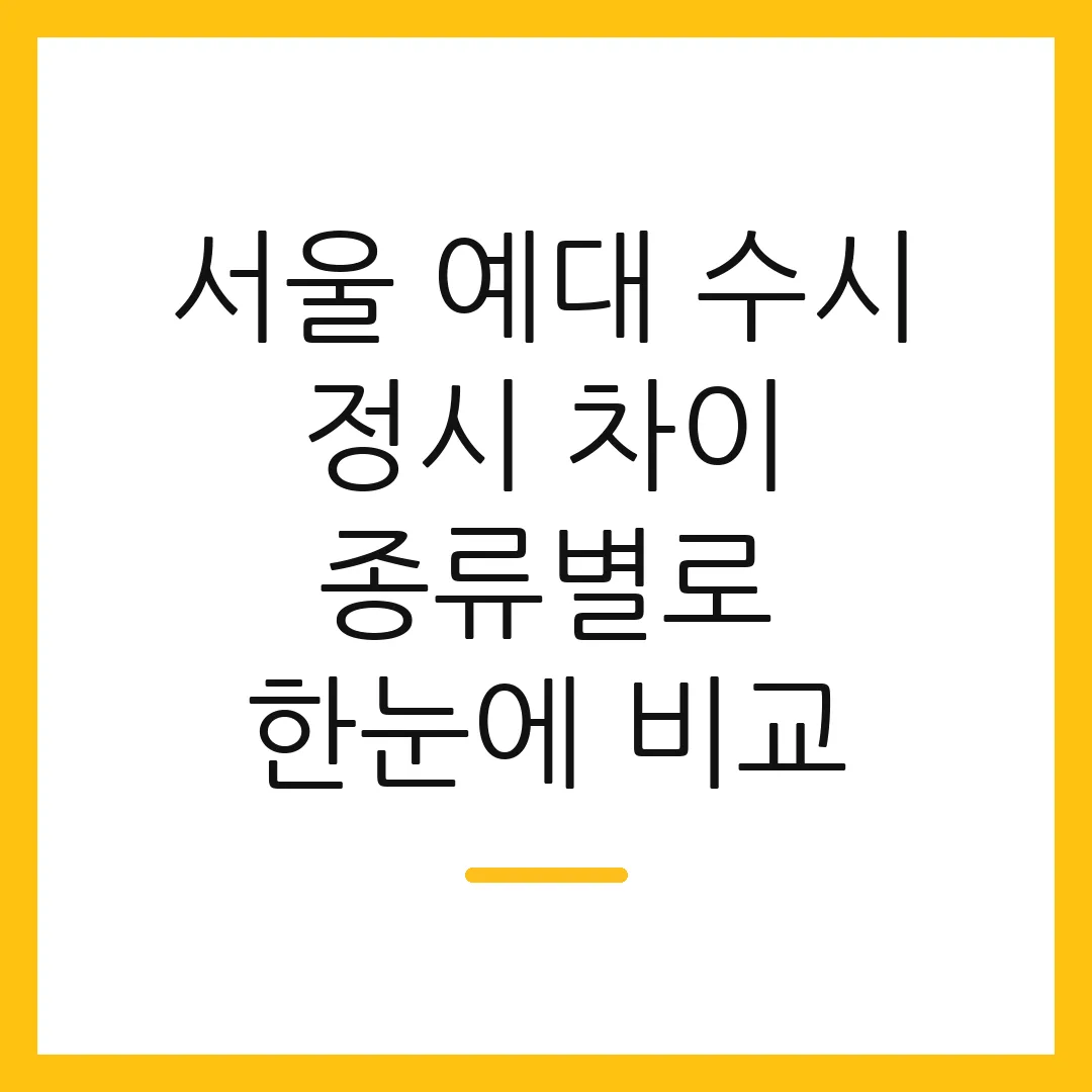 서울 예대 수시 정시 차이 종류별로 한눈에 비교